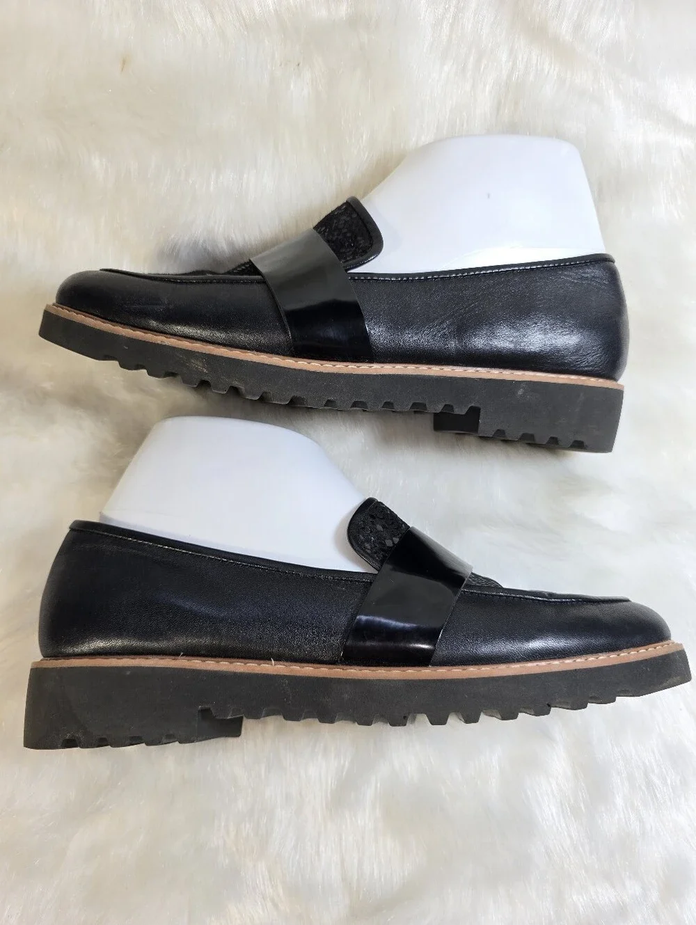 Hologen Emily Womens Leather Slip-On Loafer with Patent & Snakeskin Accents